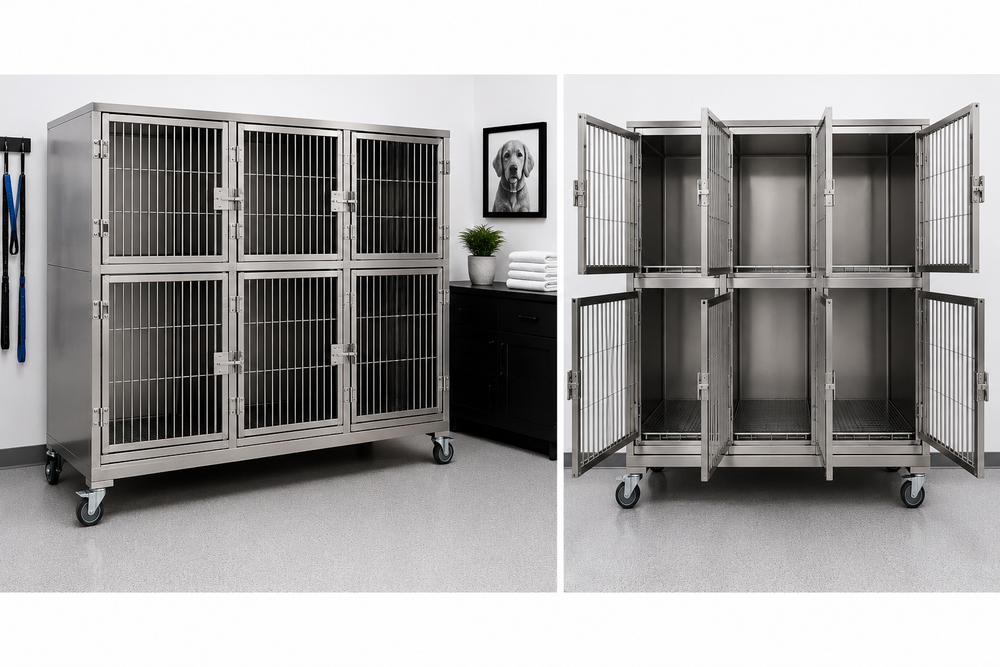 PawHaven ProHold 3x2 Stainless Steel Cage Bank