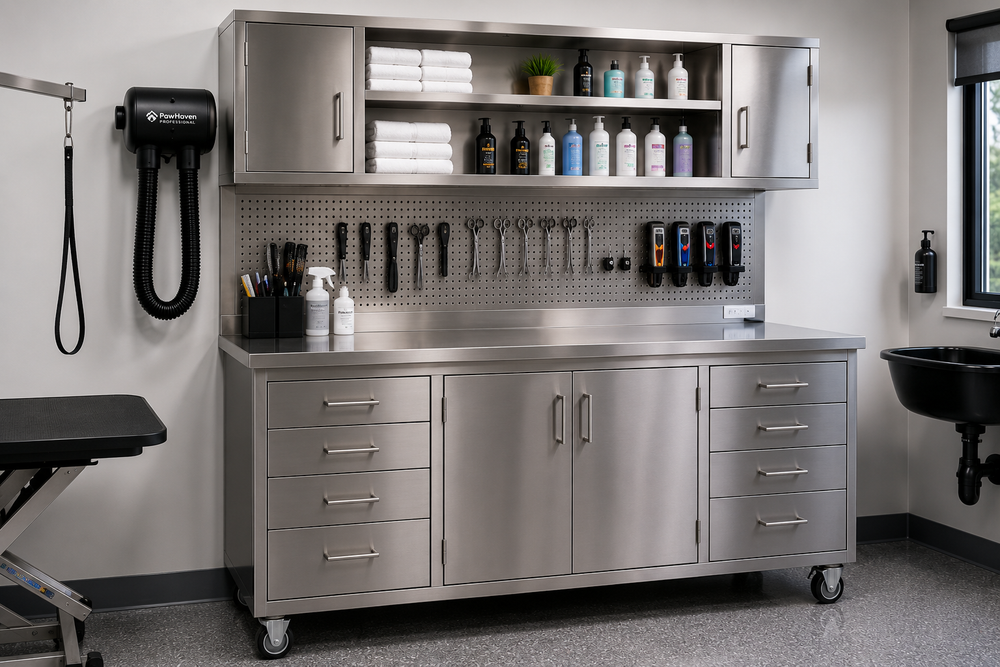 PawHaven ProGroom Stainless Steel Grooming Workstation
