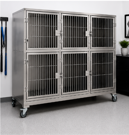 PawHaven ProHold 3x2 Stainless Steel Cage Bank