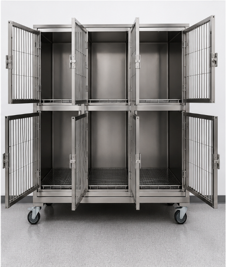 PawHaven ProHold 3x2 Stainless Steel Cage Bank