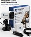PupWatch mobile pet safety monitoring system with camera, box, and accessories on a white background